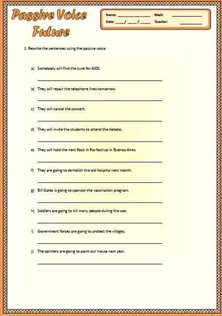 Passive Voice Future Worksheet