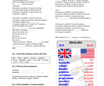 Song Worksheet: One Way or Another