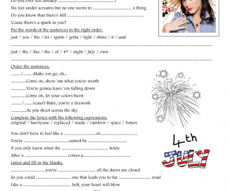 Song Worksheet: Firework by Katy Perry