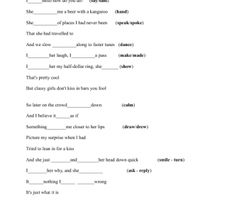 Song Worksheet: Classy Girls by The Lumineers (the Past)