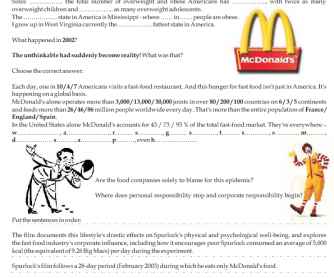 Movie Worksheet Super Size Me