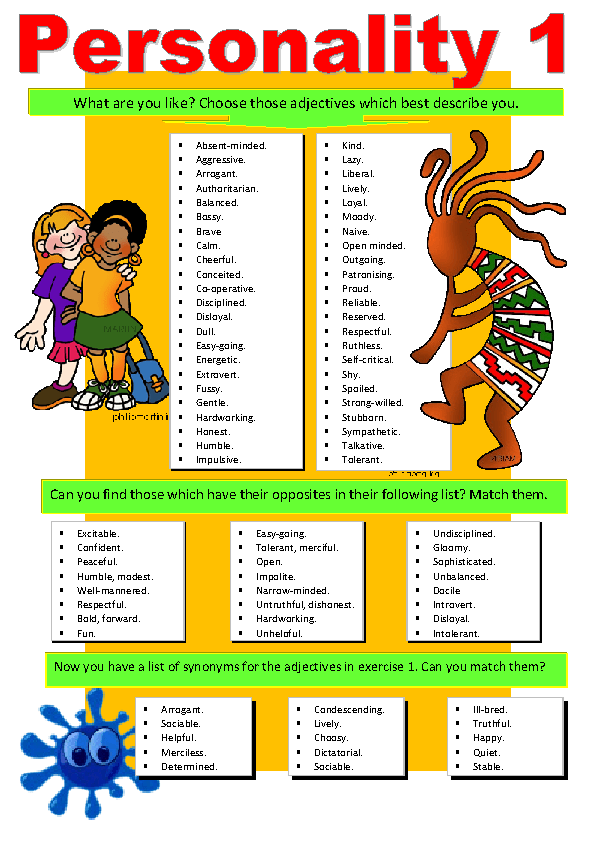 Good list. Personality adjectives задания. Character adjectives Worksheets. Personality в английском языке and opposites. Personality упражнения.