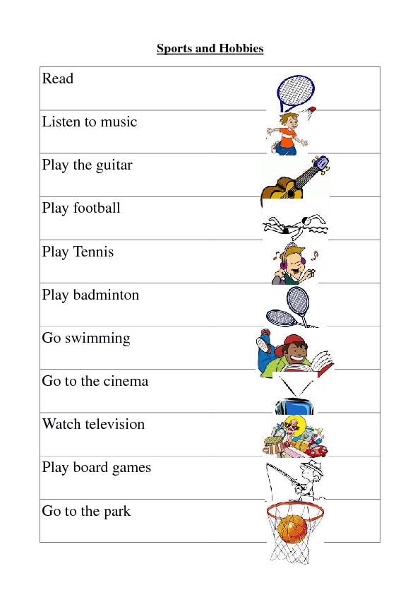 sports and hobbies matching game