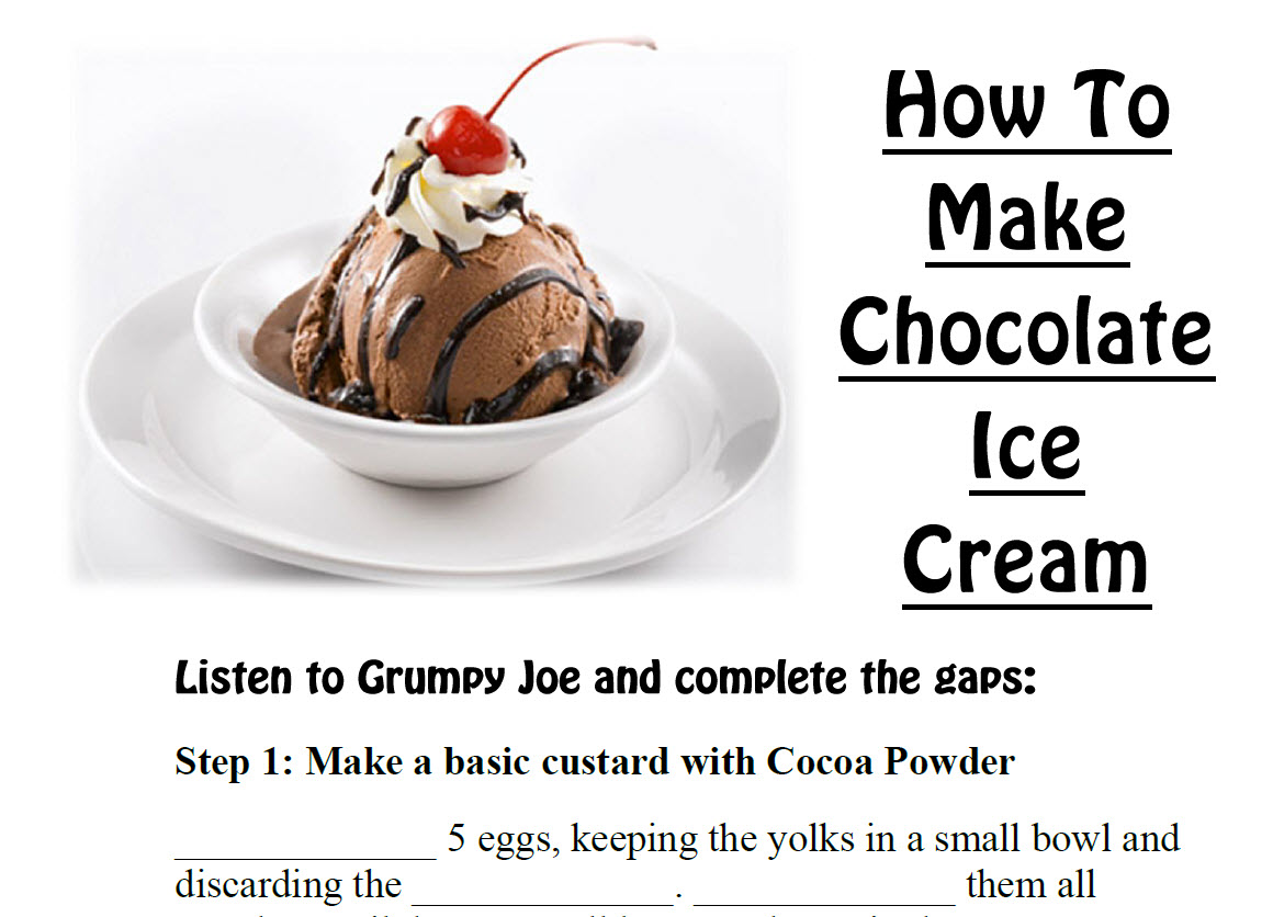 Movie Worksheet: How to Make Chocolate Ice-Cream