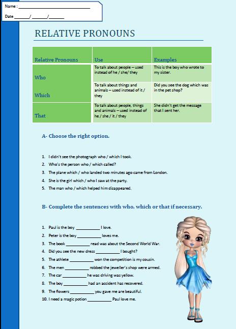 Relative Pronouns Worksheet II