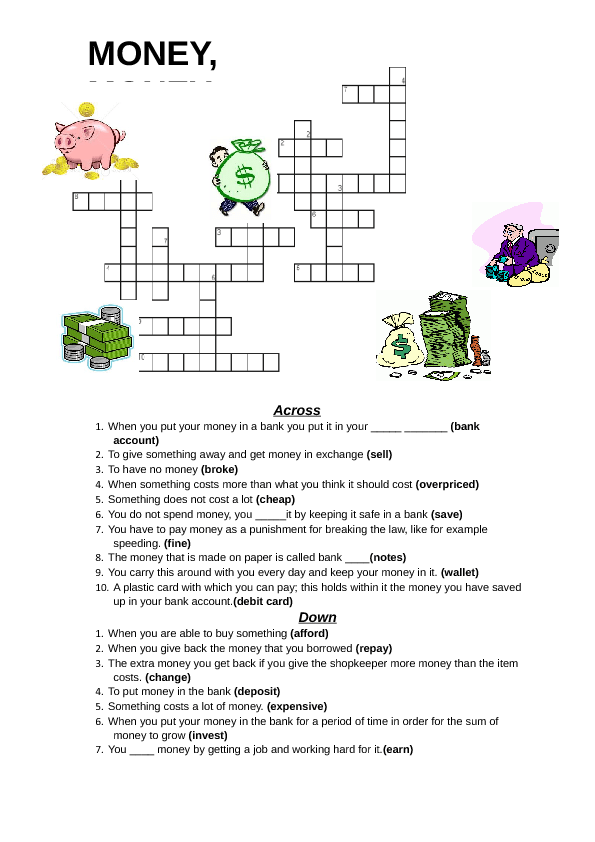 money crossword