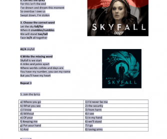 Song Worksheet: Skyfall by Adele