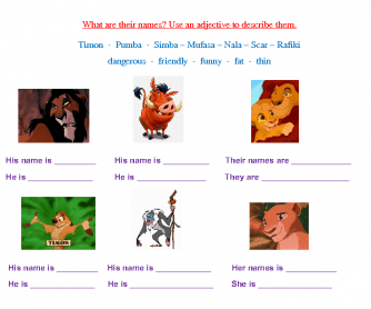Movie Worksheet: The Lion King