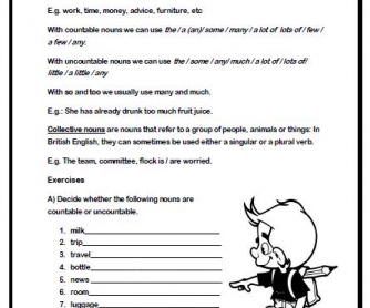 Overview of Nouns Worksheet
