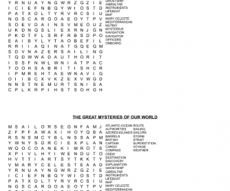 The Mary Celeste Wordsearch