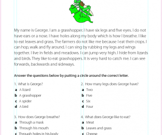 George the Grasshopper - Reading Comprehension
