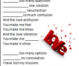 Song Worksheet: Love Profusion by Madonna