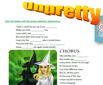 Song Worksheet: I Feel Pretty/Unpretty by Glee Cast ( with Video)
