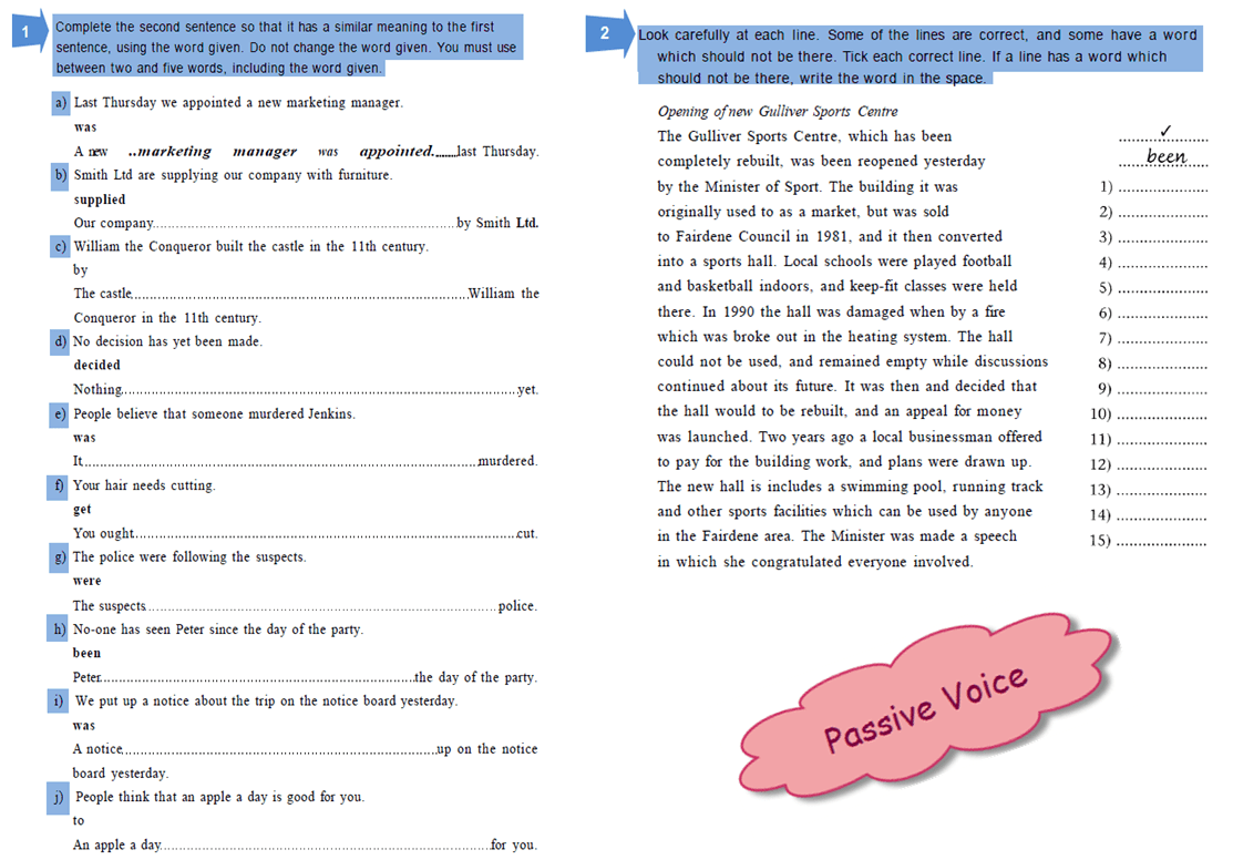 Passive Voice Worksheet