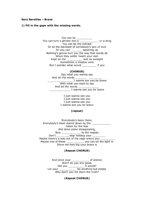 brave sara bareilles chord chart