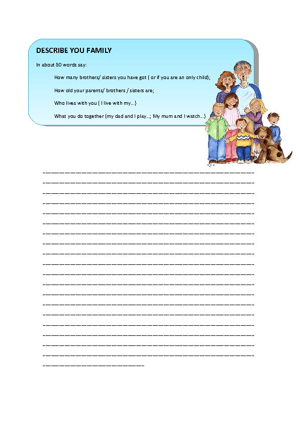 friends 3 and family worksheet Your Family: Describe Writing Activity