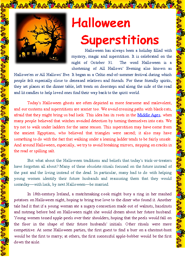 Reading Articles - Halloween Superstitions