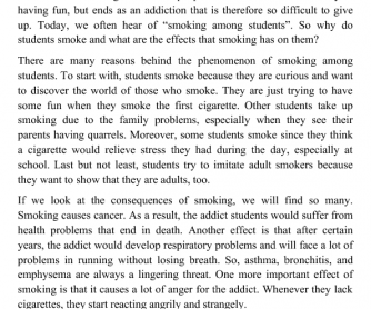 The Causes and Effects of Smoking among Students