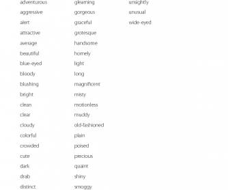 List of Adjectives - Appearance