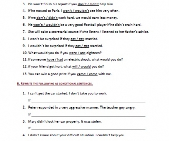 Revising Conditionals Worksheet