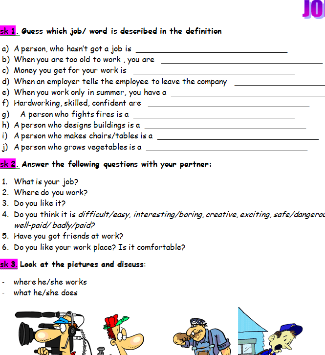 Jobs Worksheet