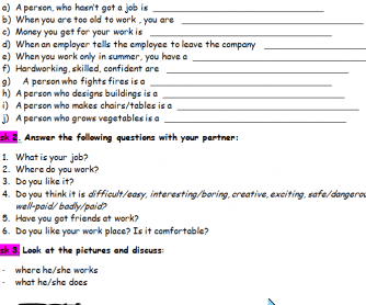 Jobs Worksheet