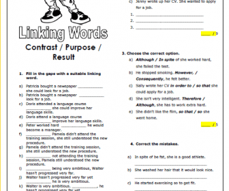 Linking Words Contrast Purpose And Result