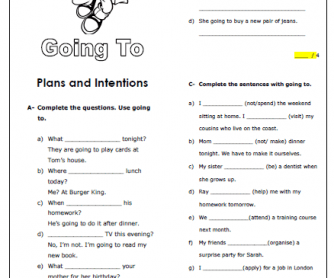 Going to: Plans and Intentions Worksheet