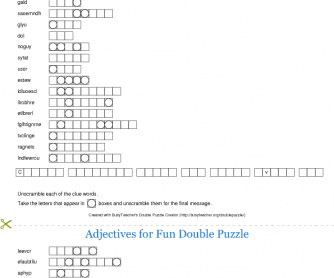 Adjectives for Fun Double Puzzle