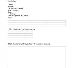 Electronic Devices Vocabulary Worksheet