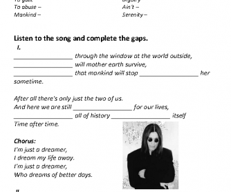 Song Worksheet: Dreamer by Ozzy Osbourne