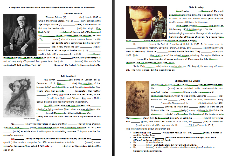 Biographies of Famous People (Past Simple)