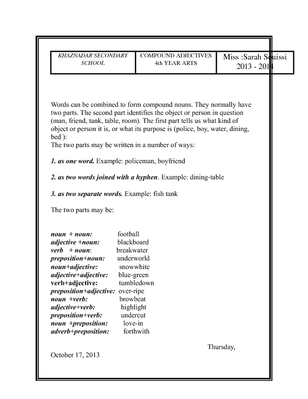 27 Free Compound Adjective Worksheets