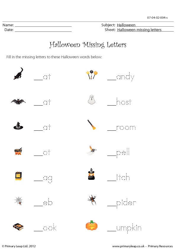 Halloween - Missing Letters