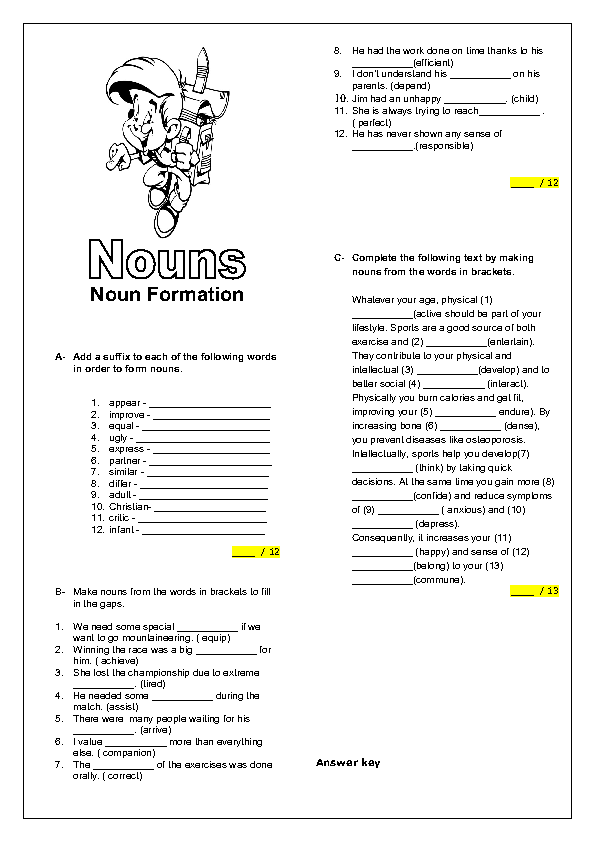 Noun Formation: Intermediate Worksheet