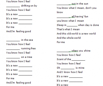 Song Worksheet: Feeling Good by Michael Buble