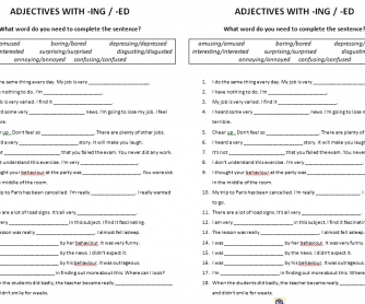 Adjectives with -Ed and -Ing Endings (Test)