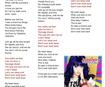 Song Worksheet: Teenage Dream by Katy Perry