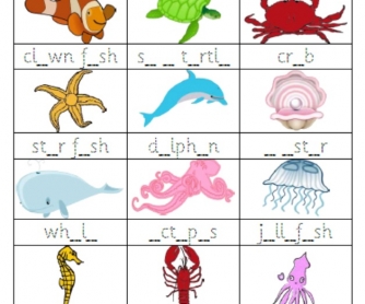 Sea Animals-Missing Vowels