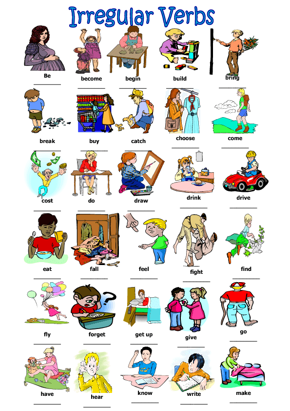 irregular past tense verbs pictures