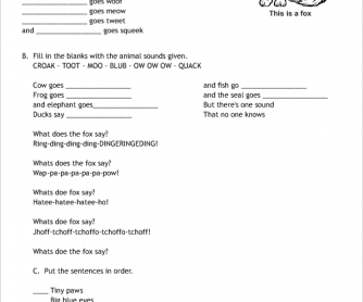 Song Worksheet: What Does the Fox Say?