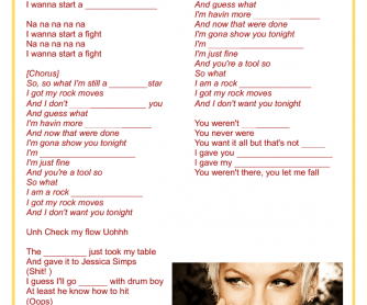 Song Worksheet So What by Pink