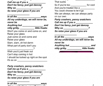 Song Worksheet: Raise Your Glass by Pink