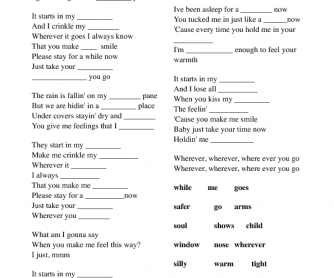 Song Worksheet:Bubly by Colbie Caillat