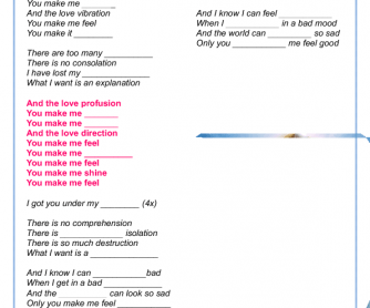 Song Worksheet:Love Profusion by Madonna