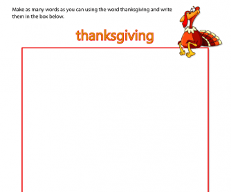 Thanksgiving Printable Worksheet - How Many Words