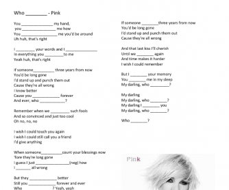 Song Worksheet: Who Knew by Pink