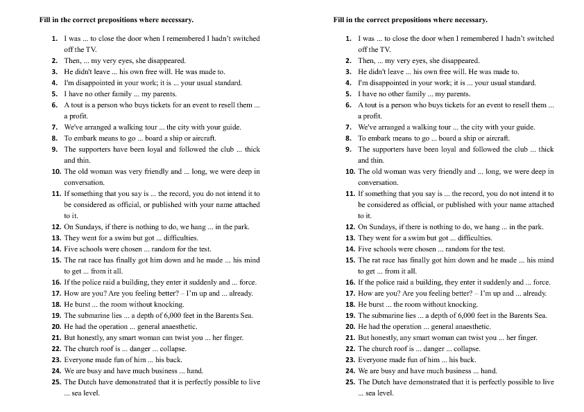 Prepositions Exam With Pictures 116