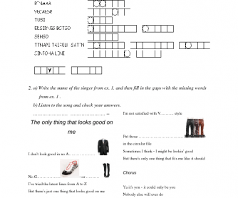 Song Worksheet: The Only Thing That Looks Good on Me by Bryan Adams ( Fashion)