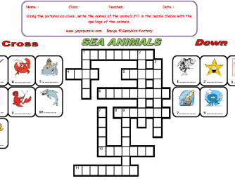 Sea Animals Crossword Puzzle